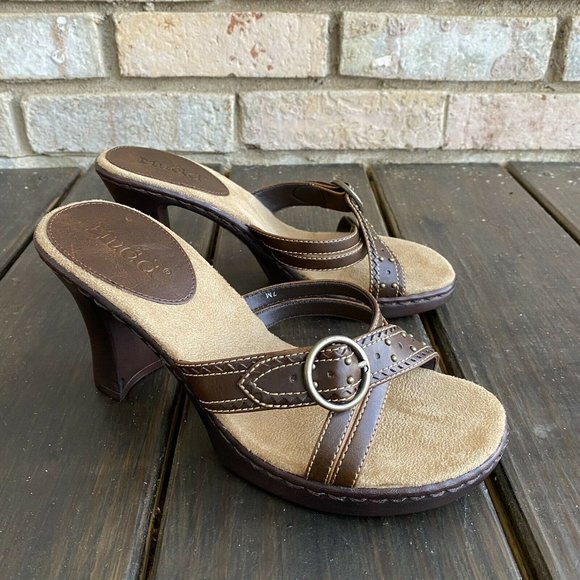 Mudd Shoes - Mudd Hilda Brown Cross Strap Studded Heel Sandals Shoes Size 7